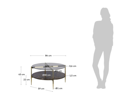 Skleněný konferenční stolek Kave Home Kamilah 84 cm