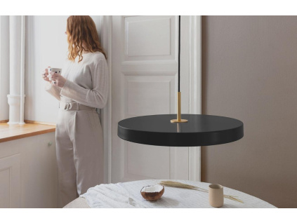 Antracitově šedé kovové závěsné světlo Asteria mini Ø 31 cm