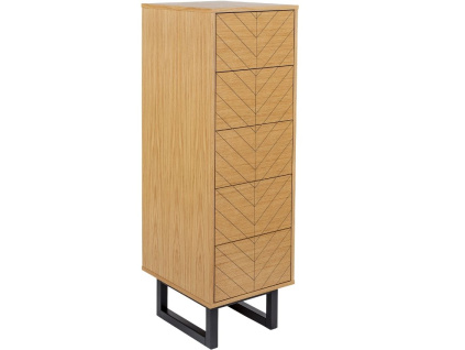 Dubová rýhovaná komoda Woodman Camden s březovou podnoží 123 cm848x848