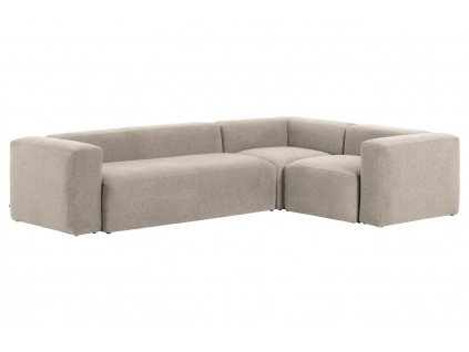 Béžová látková rohová pohovka Kave Home Blok 320 x 230 cm, pravá/levá