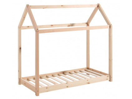Přírodní dětská dřevěná postel Vipack Cabane 70x140 cm