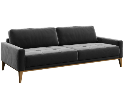 Tmavě šedá trojmístná sametová pohovka MESONICA Musso Tufted 211 cm