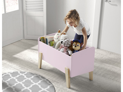 Růžový lakovaný úložný box na hračky Vipack Kiddy 39 x 80 cm