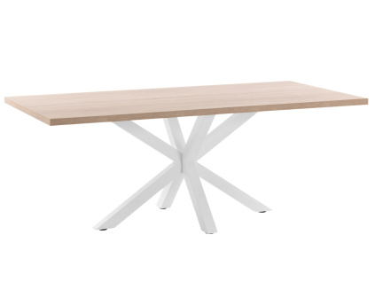 Dubový jídelní stůl Kave Home Argo 180 x 100 cm s bílou kovovou podnoží