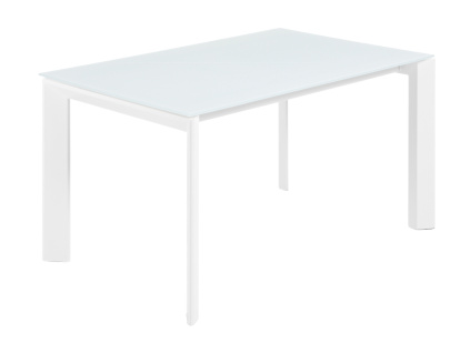 Bílý skleněný rozkládací jídelní stůl Kave Home Axis 140/200 x 90 cm