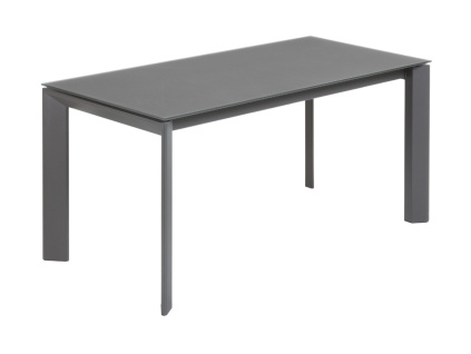 Tmavě šedý skleněný rozkládací jídelní stůl Kave Home Axis 160/220x90 cm