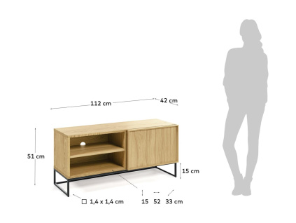 Dubový TV stolek Kave Home Taiana I. 112 x 42 cm