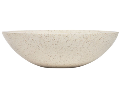 Bílé kulaté terrazzo umyvadlo na desku Kave Home Delina 40 cm