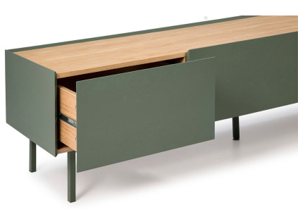 Světle zelený dubový TV stolek Teulat Arista 180 x 40 cm