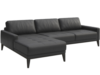 Tmavě šedá kožená rohová pohovka MESONICA Musso Tufted, levá, 248 cm