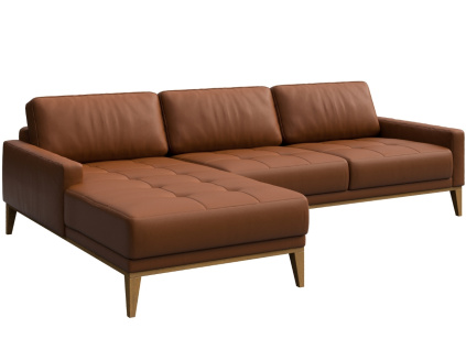 Hnědá kožená rohová pohovka MESONICA Musso Tufted, levá, 248 cm