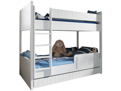 Bílá dřevěná dětská patrová poste Vipack Robin 90 x 200 cm