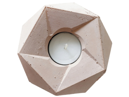 Růžový kameninový svícen CEMENTUM CANDELABRUM 11 cm