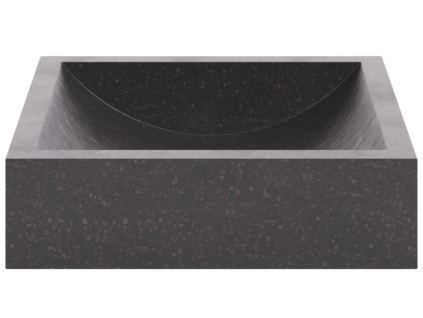 Černé hranaté terrazzo umyvadlo na desku Kave Home Delina 45 x 40 cm