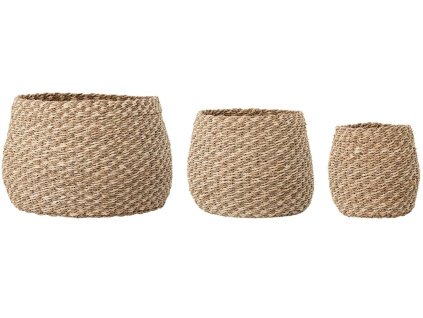 Set tří přírodních úložných košů z mořské trávy Bloomingville Malli 24/34/44 cm