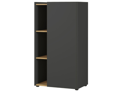 Tmavě šedá kancelářská skříň Germania Austin 115 x 62 cm s dubovým dekorem