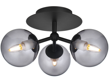 Kouřově šedé skleněné stropní světlo Halo Design Atom