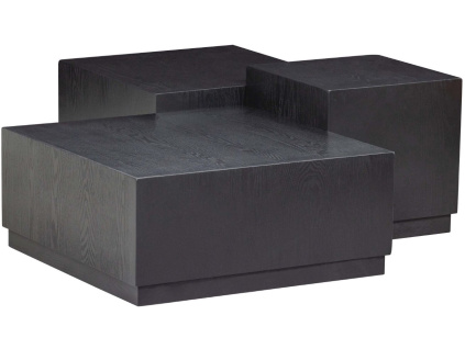 Set tří černých jasanových konferenčních stolků Pommo 70/55/40 cm