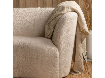 Krémově bílé látkové lounge křeslo Stania 112 cm, pravé
