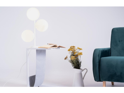 Bílá skleněná stolní lampa Bubbly