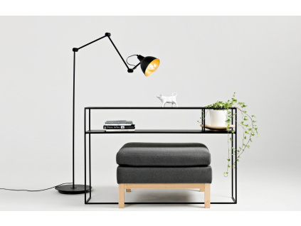 Černá kovová stojací lampa Cobain 170 cm