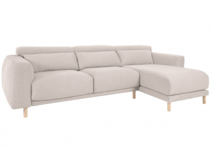 Světle béžová látková rohová pohovka Kave Home Singa 296 cm, pravá