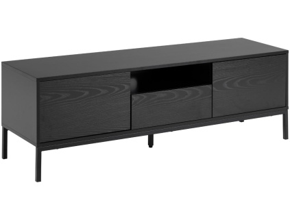 Černý jasanový TV stolek Darila 140 x 40 cm