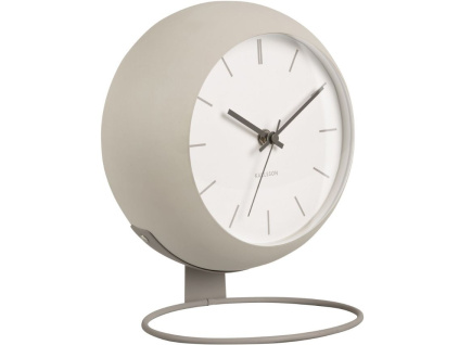 Světle šedé kovové stolní hodiny Haleen 21 cm