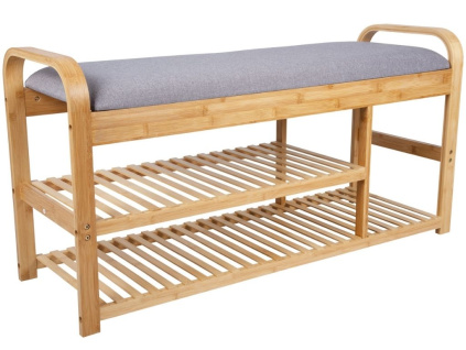 Bambusový botník s látkovým sedákem Hina 100 cm