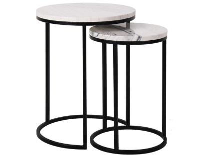 Set mramorových odkládacích stolků Lexington 45/34 cm