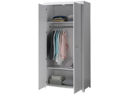 Bílá lakovaná šatní skříň Vipack Erik 205 x 100 cm