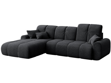 Antracitově šedá látková rozkládací rohová pohovka Devichy Tous 290 cm, levá