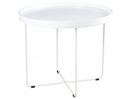 Bílý lakovaný kulatý odkládací stolek Somcasa Dave 60 cm