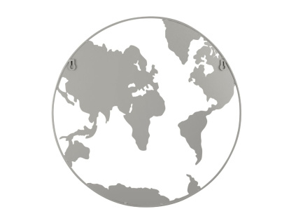 Šedá nástěnná kovová dekorace Continent Ø 50 cm