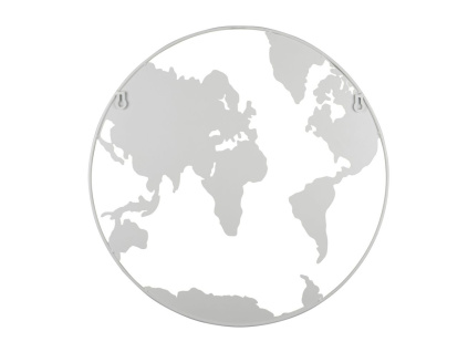 Bílá nástěnná kovová dekorace Continent Ø 50 cm
