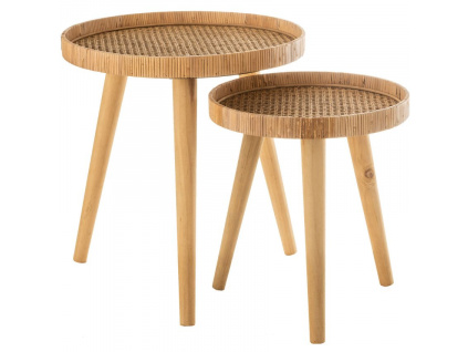 Set dvou ratanových odkládacích stolků J-line Ragenn 40/51 cm