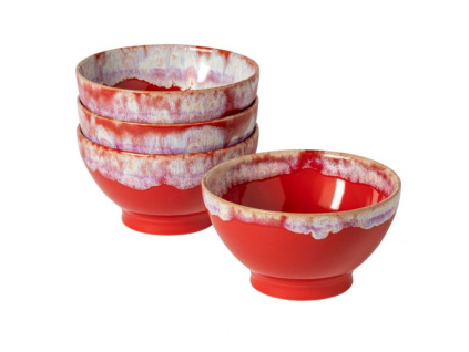 Sada čtyř červeno bílých misek COSTA NOVA LATTE BOWLS 15 cm