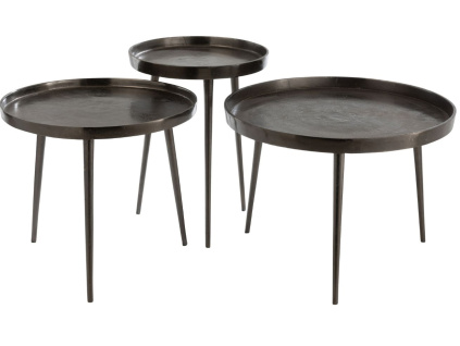 Set tří tmavě šedých odkládacích stolků J-line Treyon 40/51,5/61,5 cm