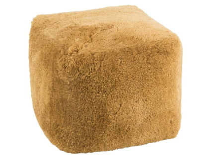 Okrově žlutý puf z ovčí kůže J-line George 47 cm