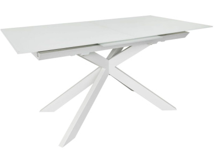 Bílý skleněný rozkládací jídelní stůl Kave Home Atminda 160/210 x 90 cm