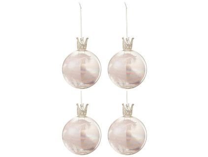 Set čtyř růžových skleněných vánočních ozdob J-Line Atira 10 cm