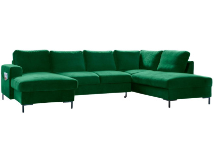 Sametová rozkládací pohovka Lofty Lilly 303 cm, pravá