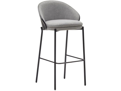 Šedá čalouněná barová židle Kave Home Eamy II. 77 cm