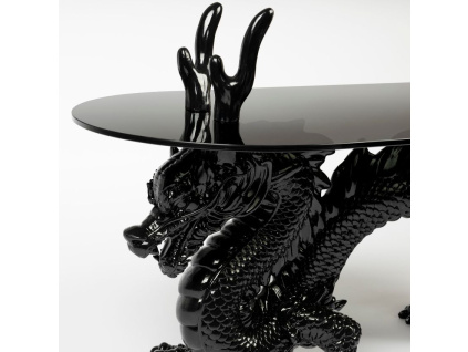 Černý skleněný konferenční stolek Bold Monkey Dragonized Bastard 100 x 45 cm