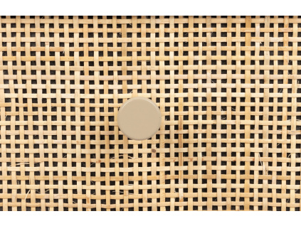 Béžový dřevěný odkládací stolek s ratanovou výplní WLL AMAYA 48 x 38 cm
