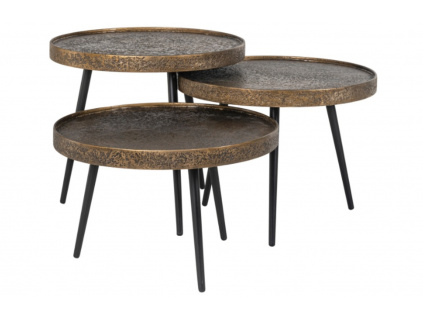 Set tří mosazných kovových odkládacích stolků Richmond Luton 54 cm