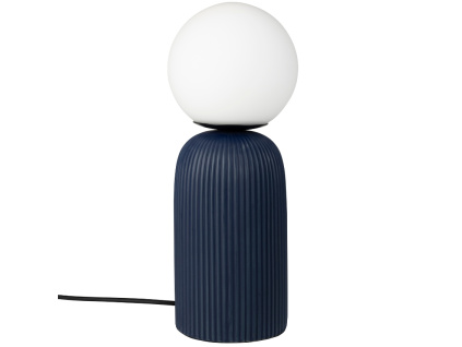 Bílá skleněná stolní lampa ZUIVER DASH s modrou keramickou podstavou