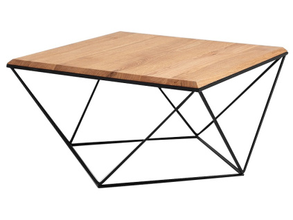 Přírodní konferenční stolek Deryl 80x80 cm s černou podnoží