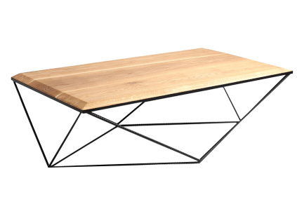 Přírodní konferenční stolek Deryl 140x80 cm s černou podnoží