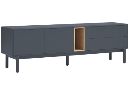 Antracitově šedý lakovaný TV stolek Teulat Corvo 180 x 40 cm